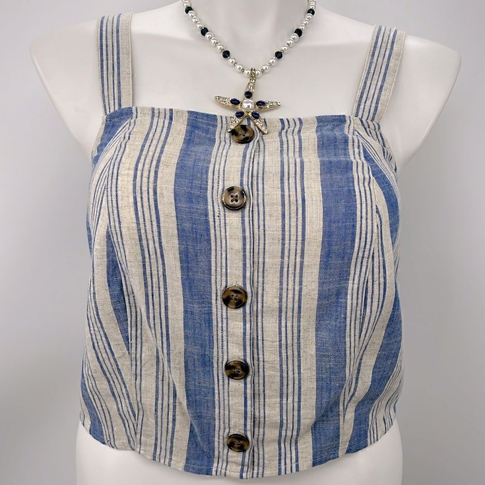 Torrid adjustable strap striped button front cami
